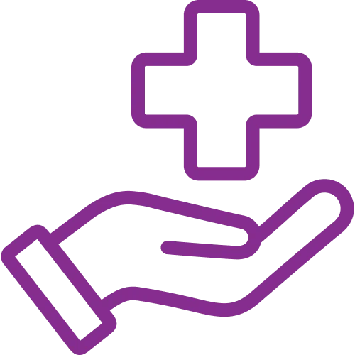 Icon of hand holding health symbol