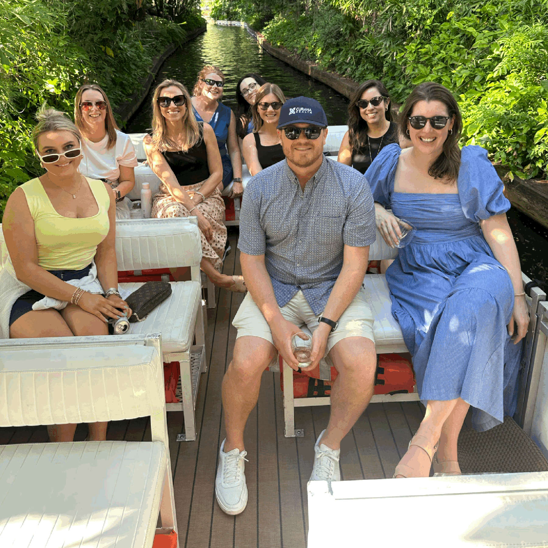 Curana team on a boat