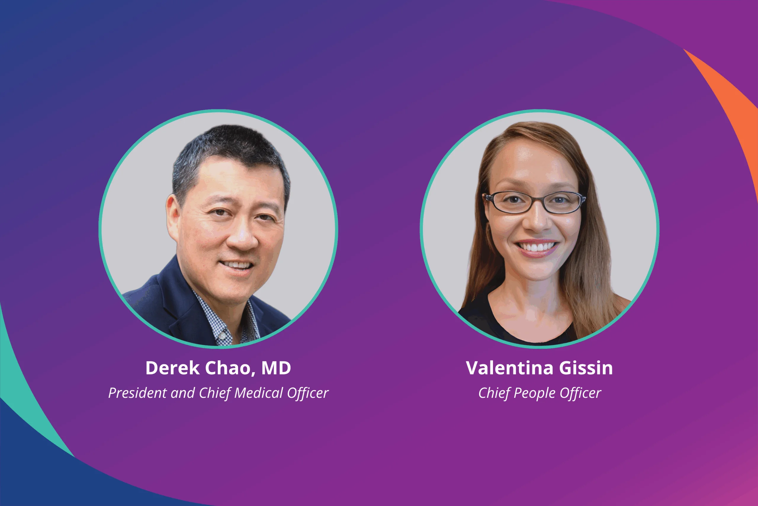 Desk Chao and Valentina Gissin's portraits over purple background