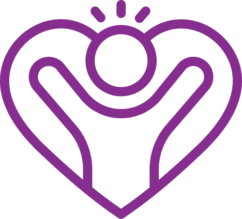 Icon of happy energized person inside heart