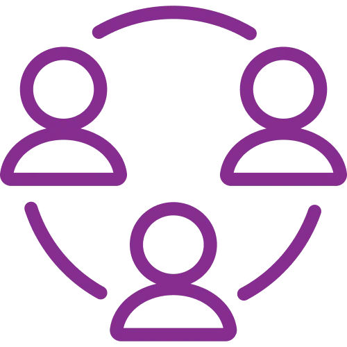 purple icon of staff cycling