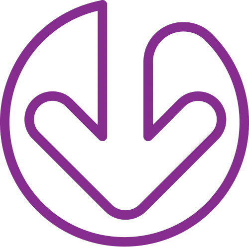 Icon of an arrow pointing down inside circle