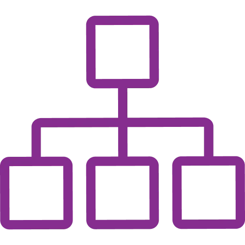 Purple icon of org chart