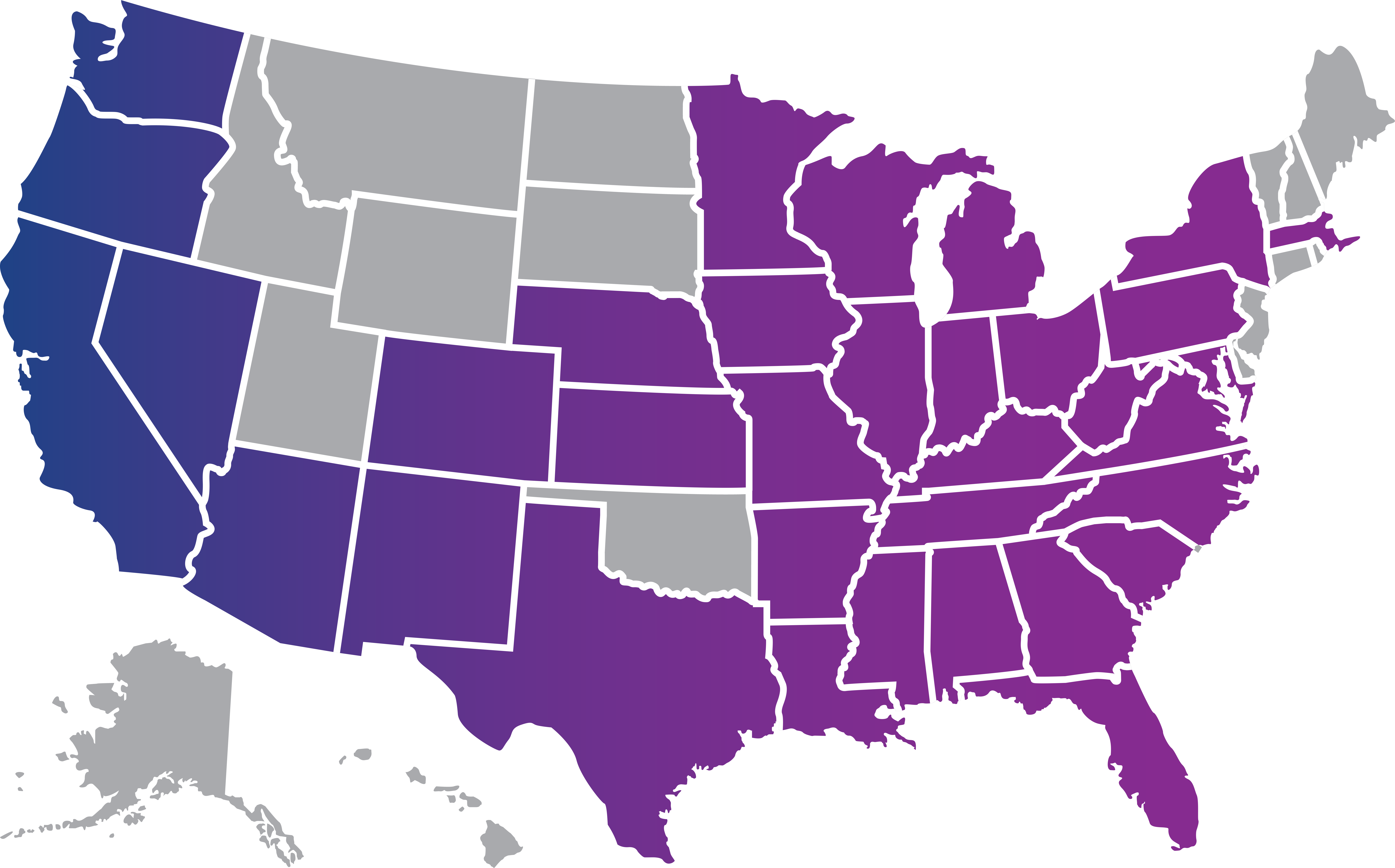 Map of all 43 states offering Curana Health