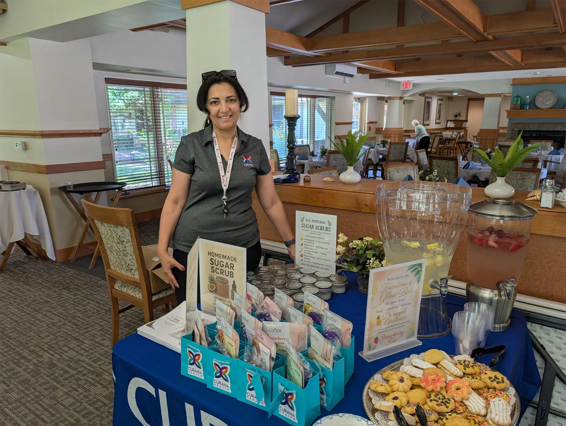 Curana team selling sugar scrubs