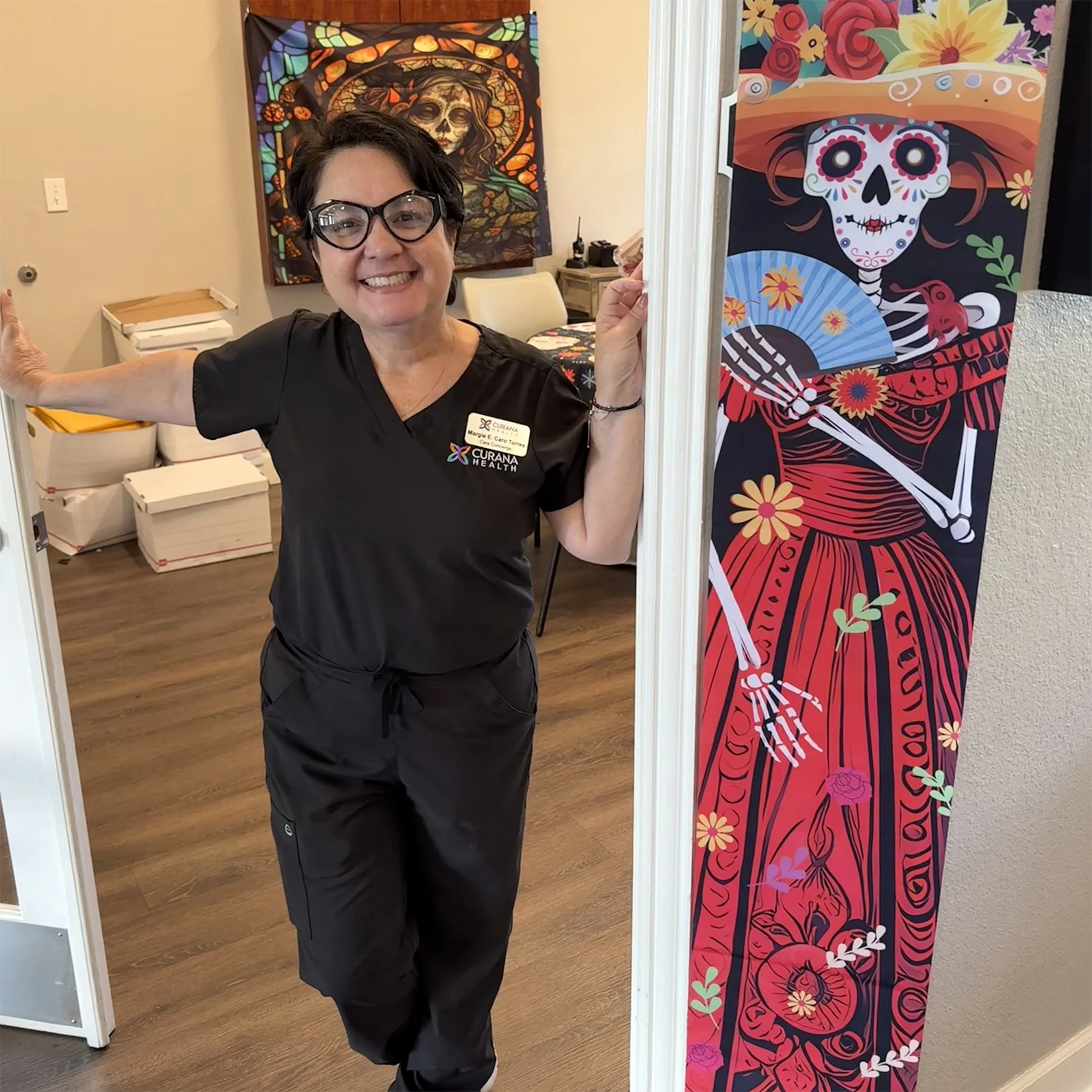 Curana team on next to skeleton